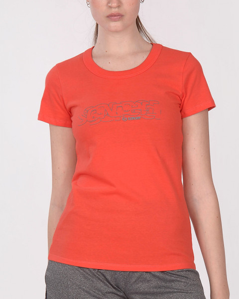Remera clásica de jersey rojo coral