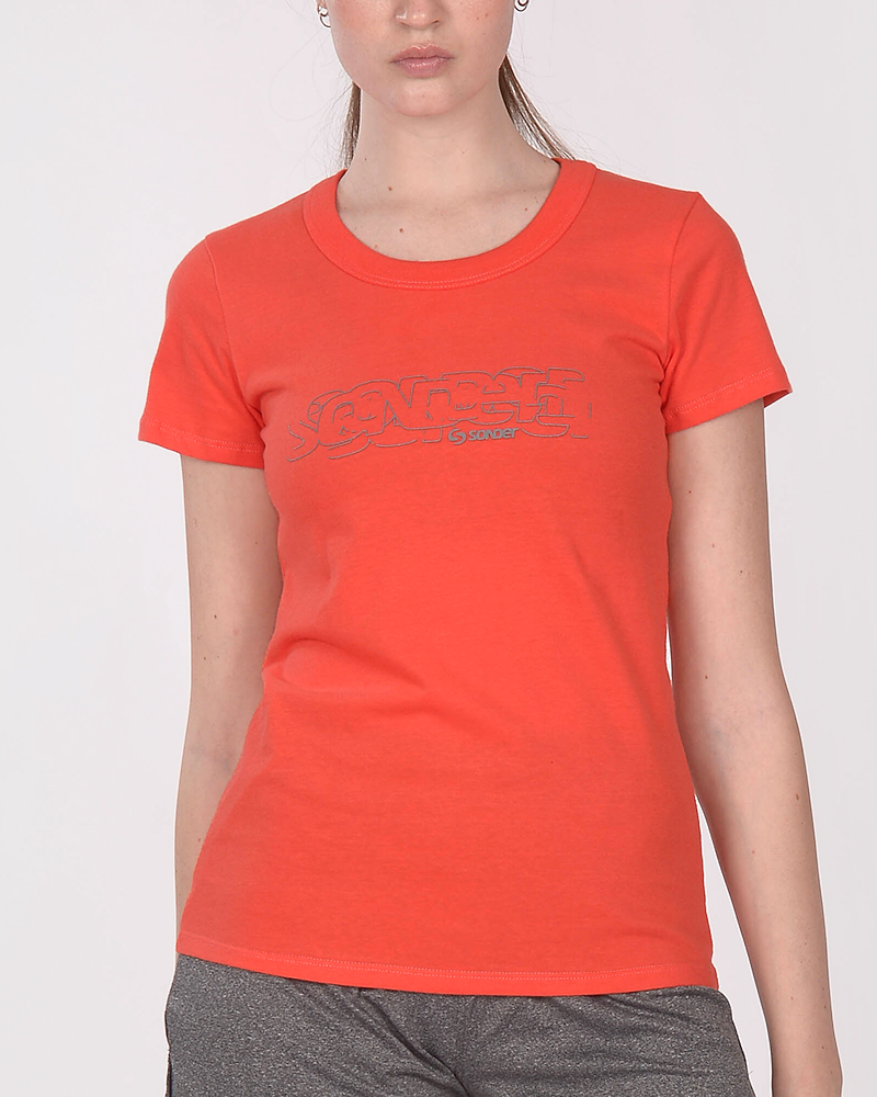 Remera clásica de jersey rojo coral