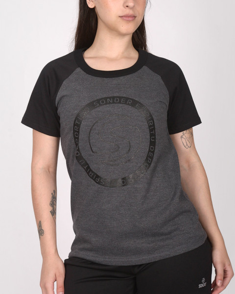 Remera de jersey con mangas combinadas gris oscuro melange