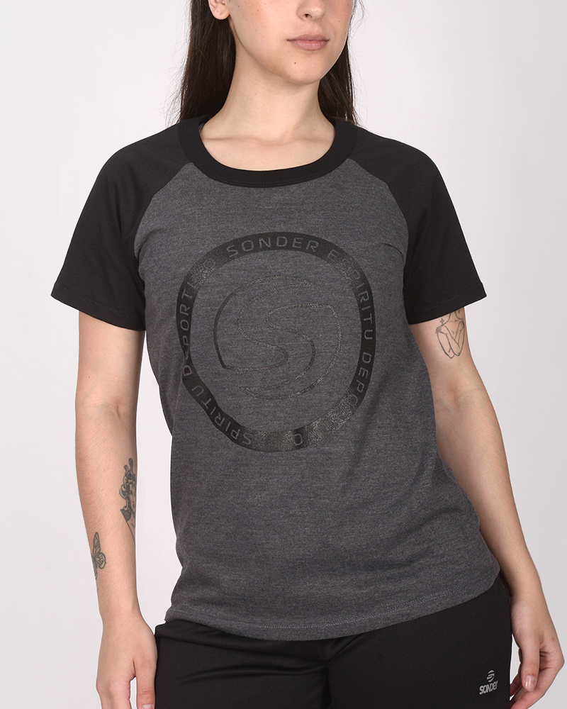 Remera de jersey con mangas combinadas gris oscuro melange
