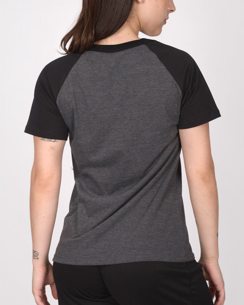 Remera de jersey con mangas combinadas gris oscuro melange