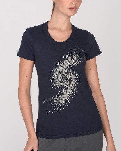 Remera de jersey azul marino con estampa