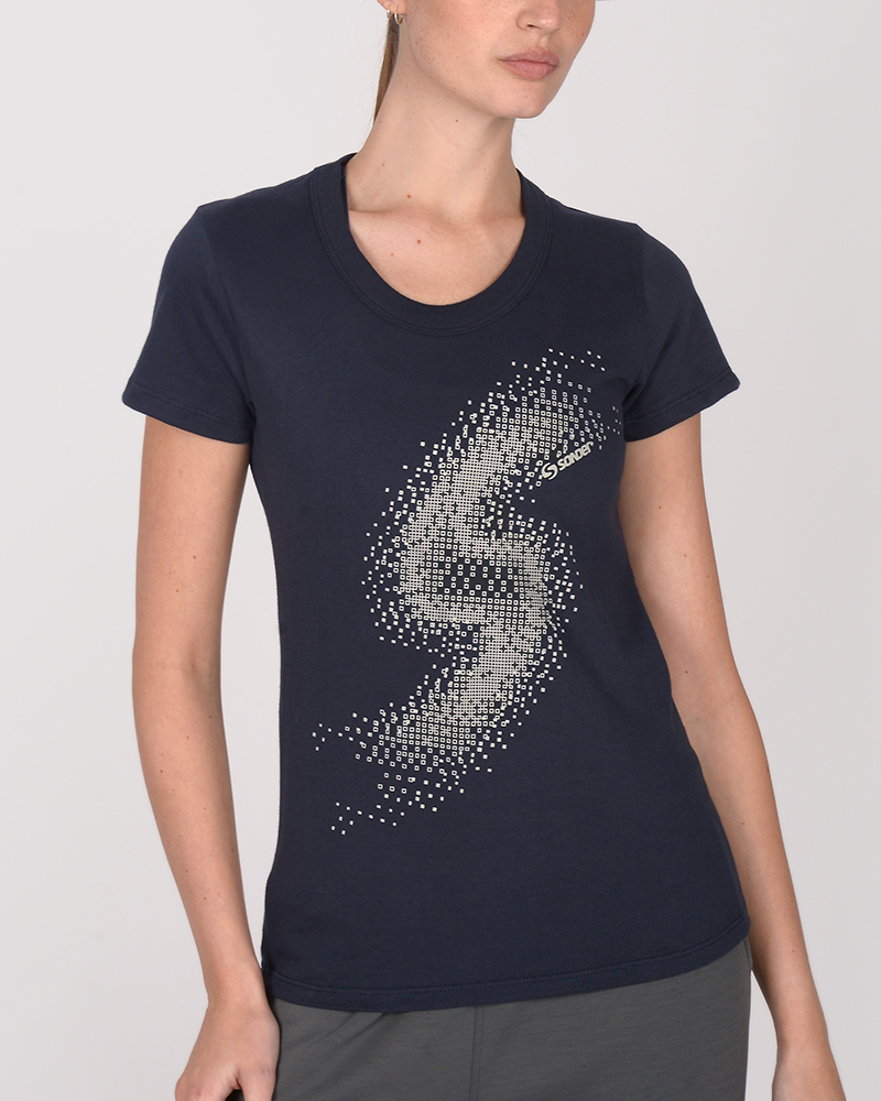 Remera de jersey azul marino con estampa