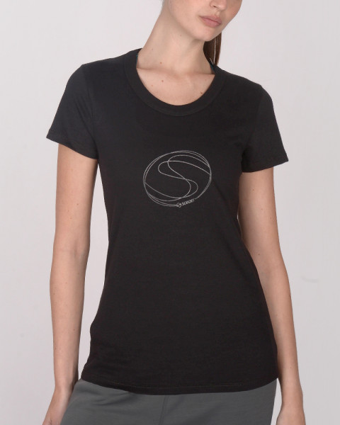 Remera de jersey negro con estampa