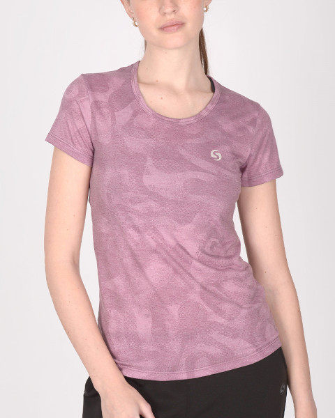 Remera clásica de jersey estampado Sendero Guinda
