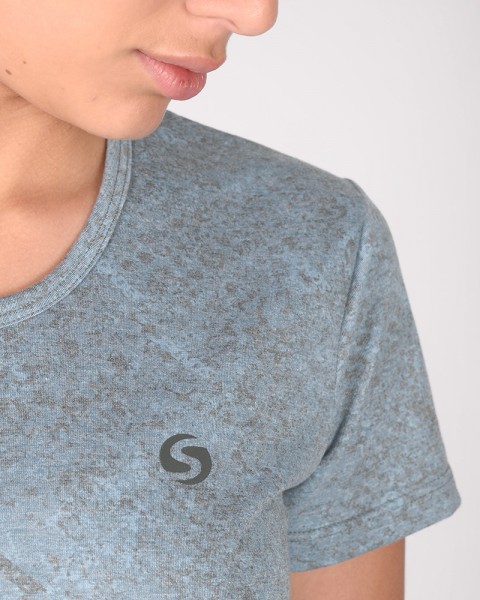 Remera clásica de jersey estampado granizado azul
