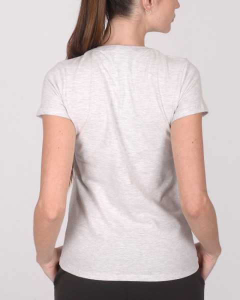 Remera clásica de jersey blanco melange con estampa