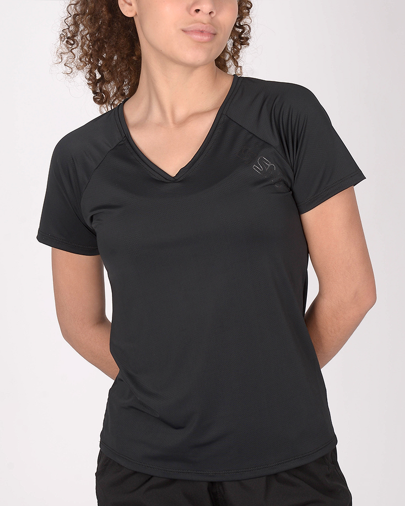 Remera clásica de poliéster calado negro