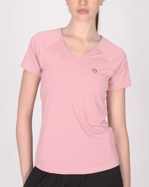 Remera de poliéster tramado elastizado rosa viejo