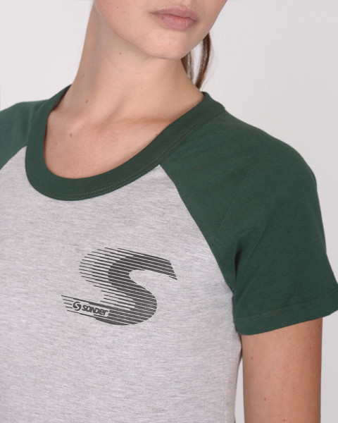 Remera clásica de Jersey combinada gris melange y verde noche