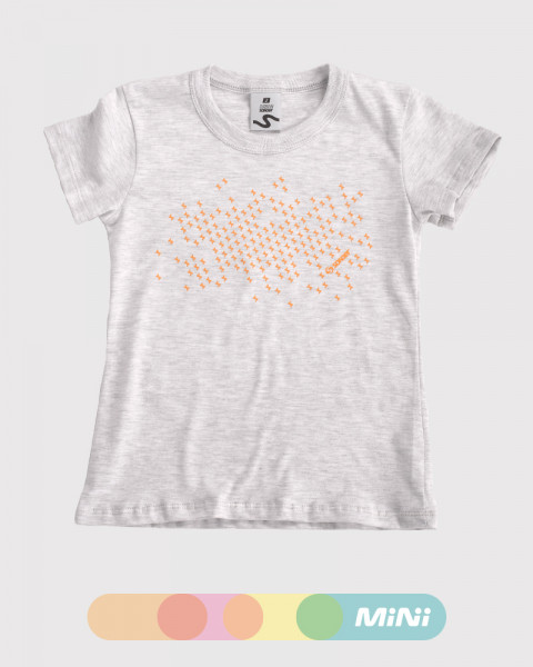 Remera de niña de jersey blanco melange con estampa