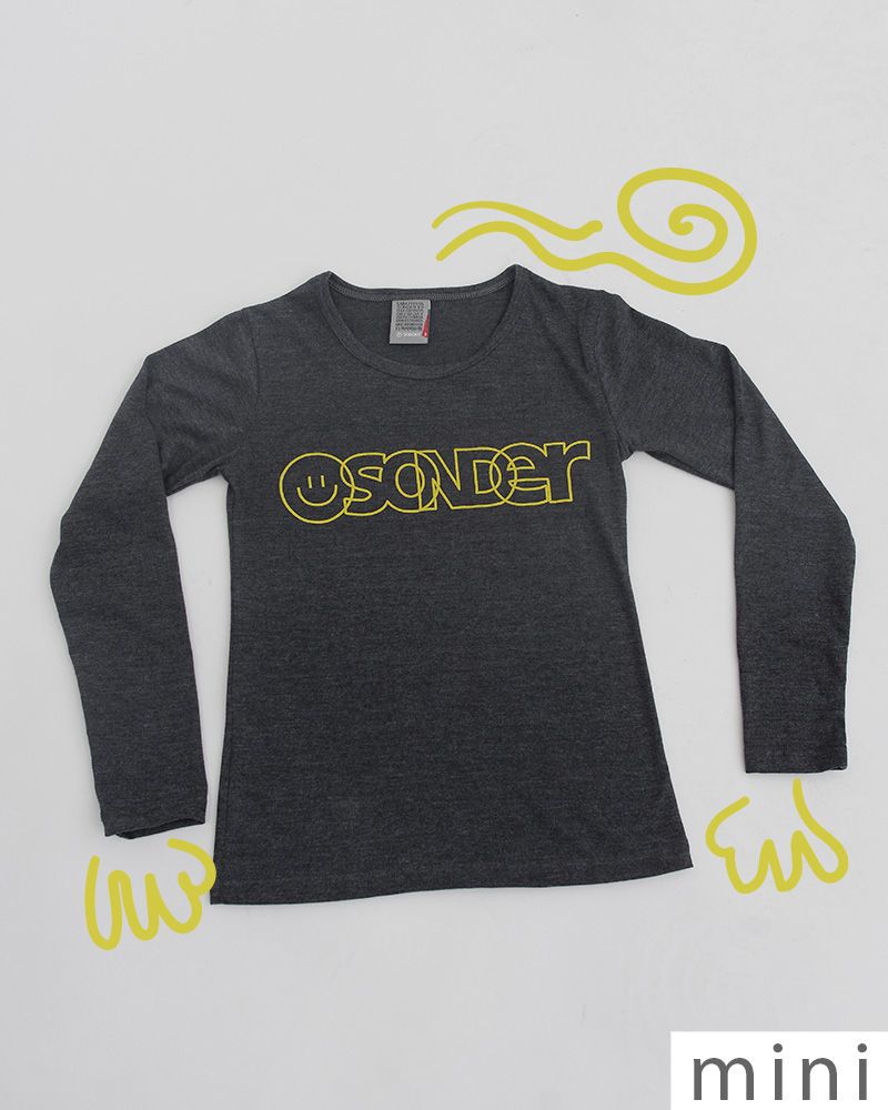 Remera  de niña de jersey gris melange oscuro