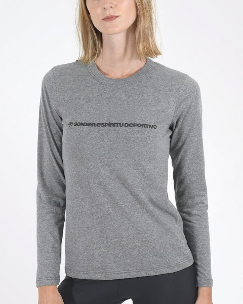 Remera de jersey gris melange oscuro
