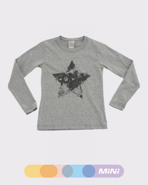 Remera de niña de jersey gris melange oscuro