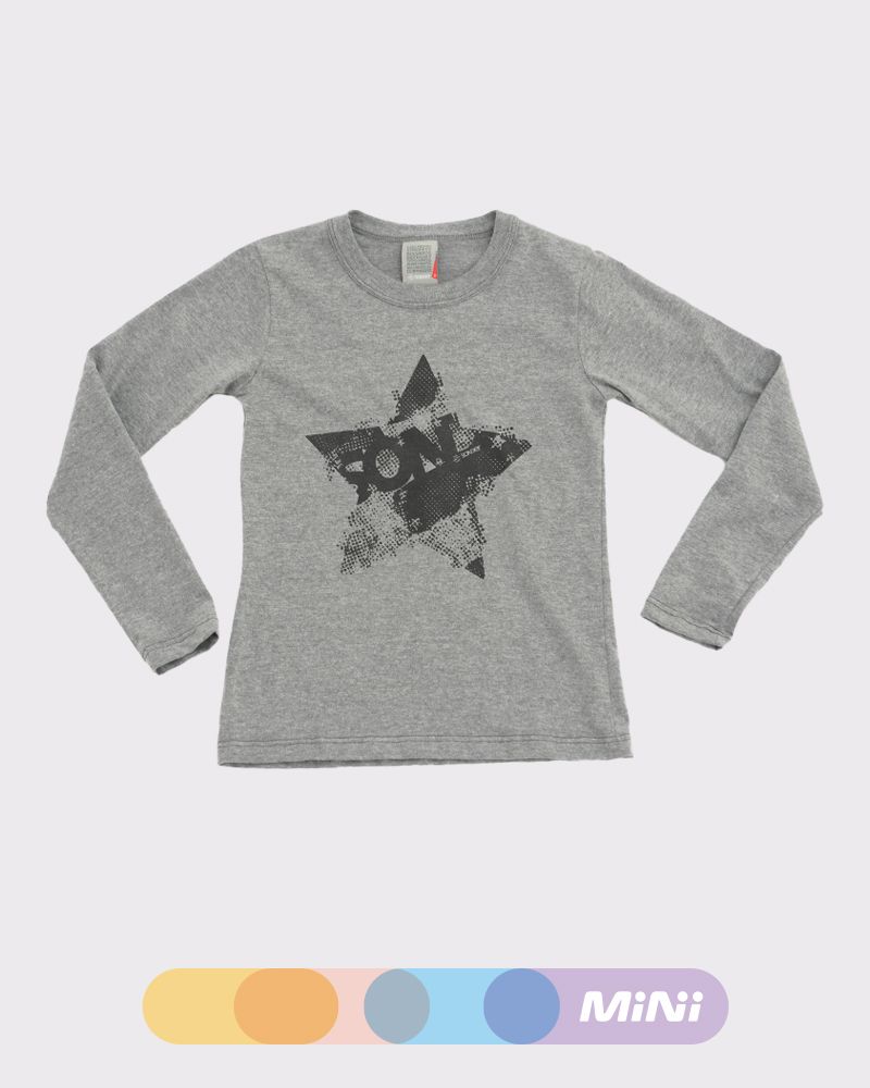 Remera de niña de jersey gris melange oscuro