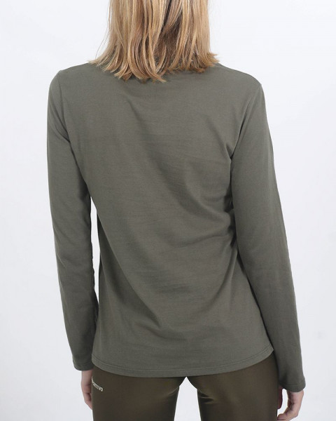 Remera clásica con cuello cerrado de jersey verde