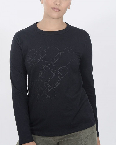 Remera con cuello cerrado negro con estampa