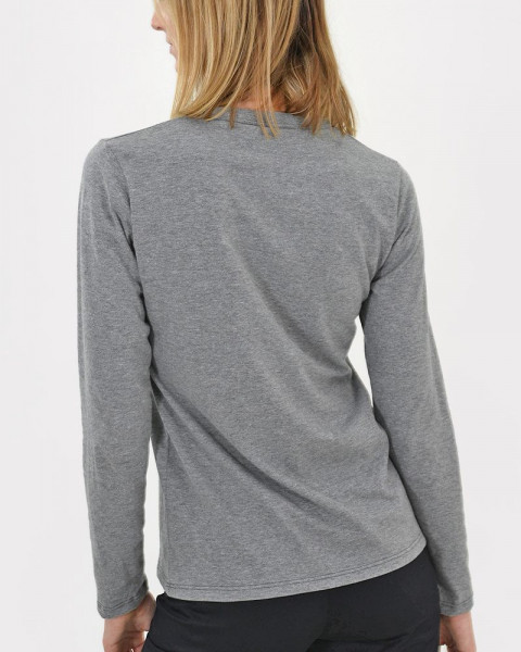 Remera de jersey liviano gris melange oscuro con estampa