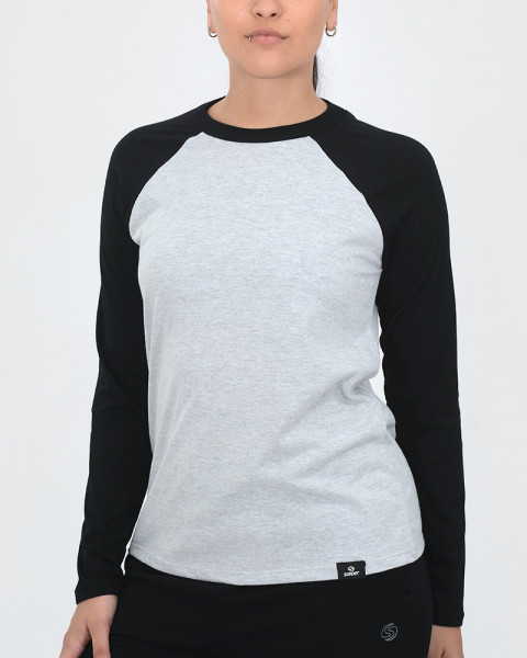 Remera de jersey gris melange combinada