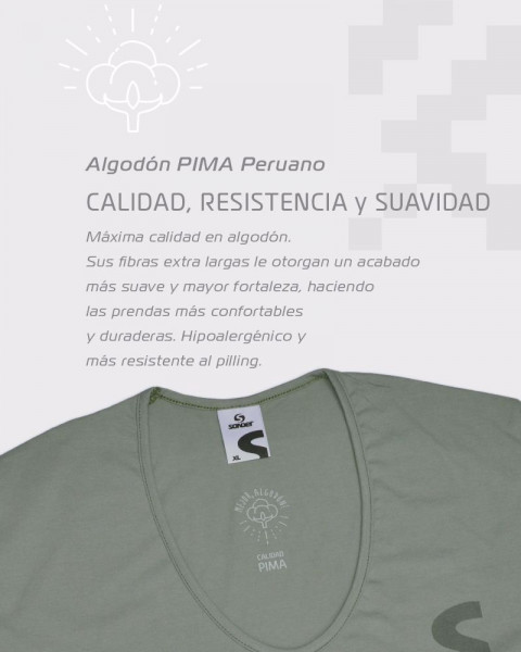 Remera de algodón PIMA verde cemento