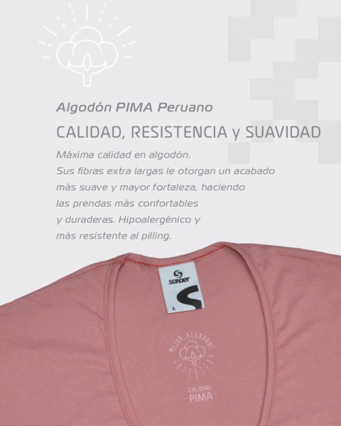 Remera de algodón PIMA coral ladrillo
