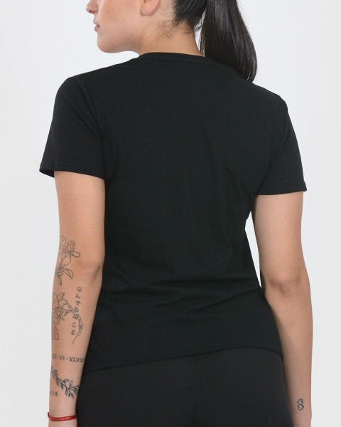 Remera escote U de jersey liviano negra