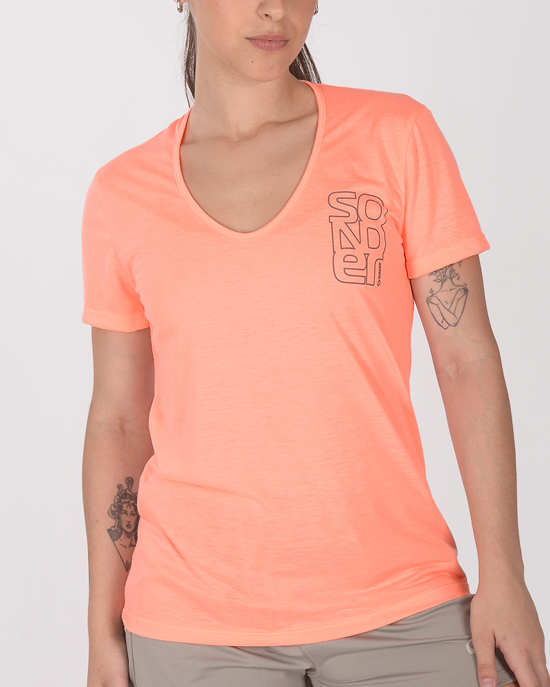 Remera de jersey liviano coral flúo