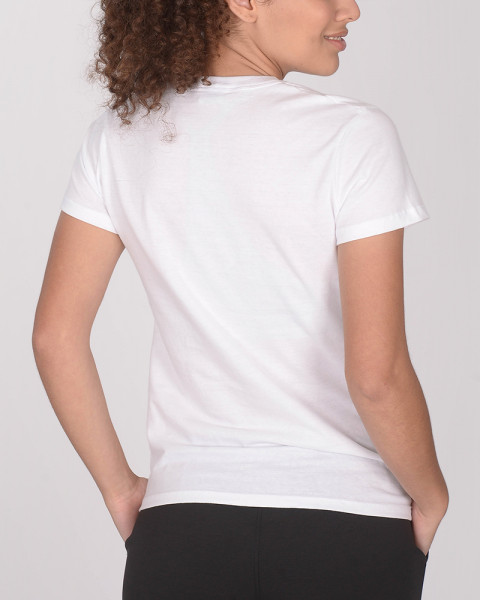 Remera escote en U de jersey blanco con estampa
