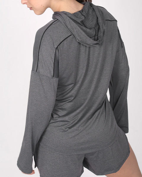 Buzo deportivo de microfibra liviana gris oscuro melange