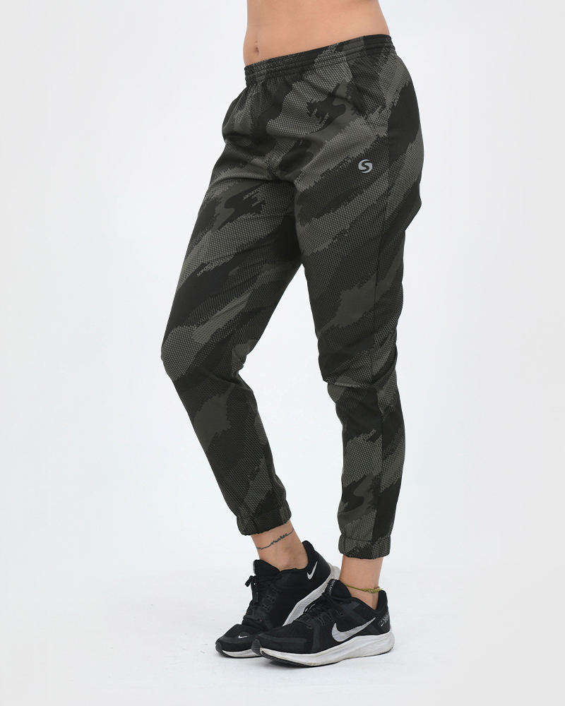 Pantalón de microfibra estampada tramo negro