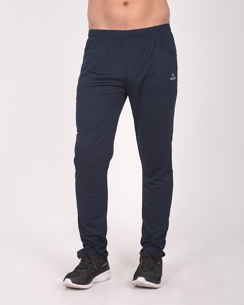 Pantalón angosto de poliéster azul marino