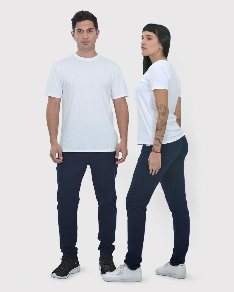 Pantalón angosto básico de algodón con LYCRA® azul