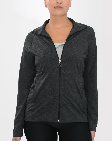 Campera entallada de poliéster elastizado gris oscuro