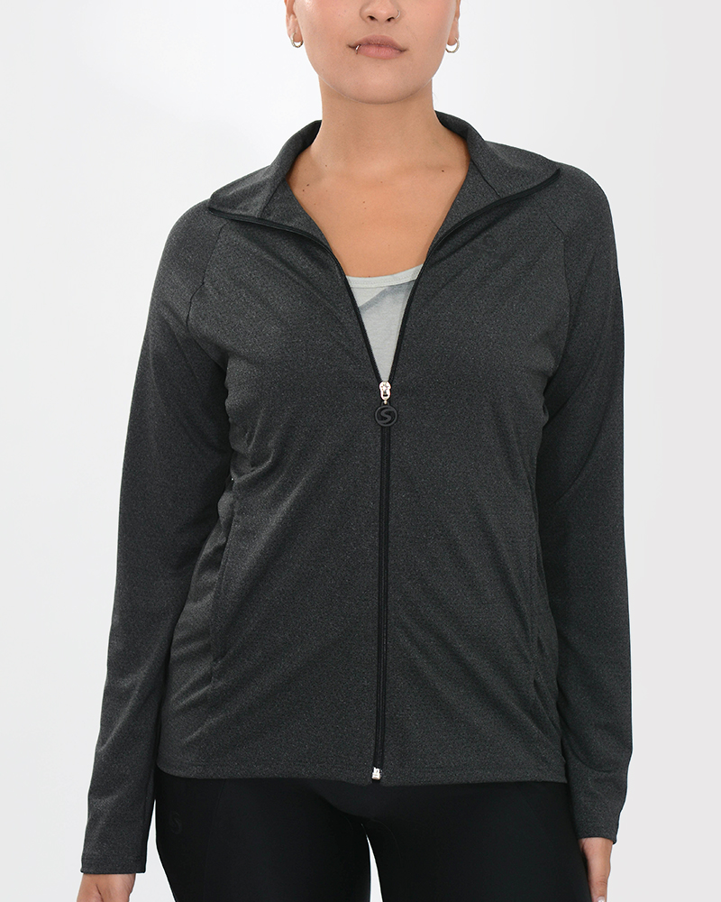 Campera entallada de poliéster elastizado gris oscuro