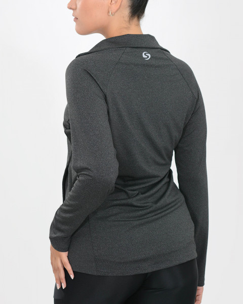Campera entallada de poliéster elastizado gris oscuro