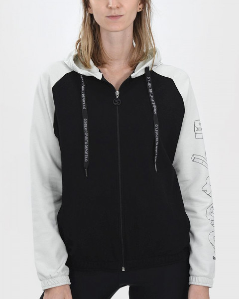 Campera corta de rustico liviano combinada con estampa