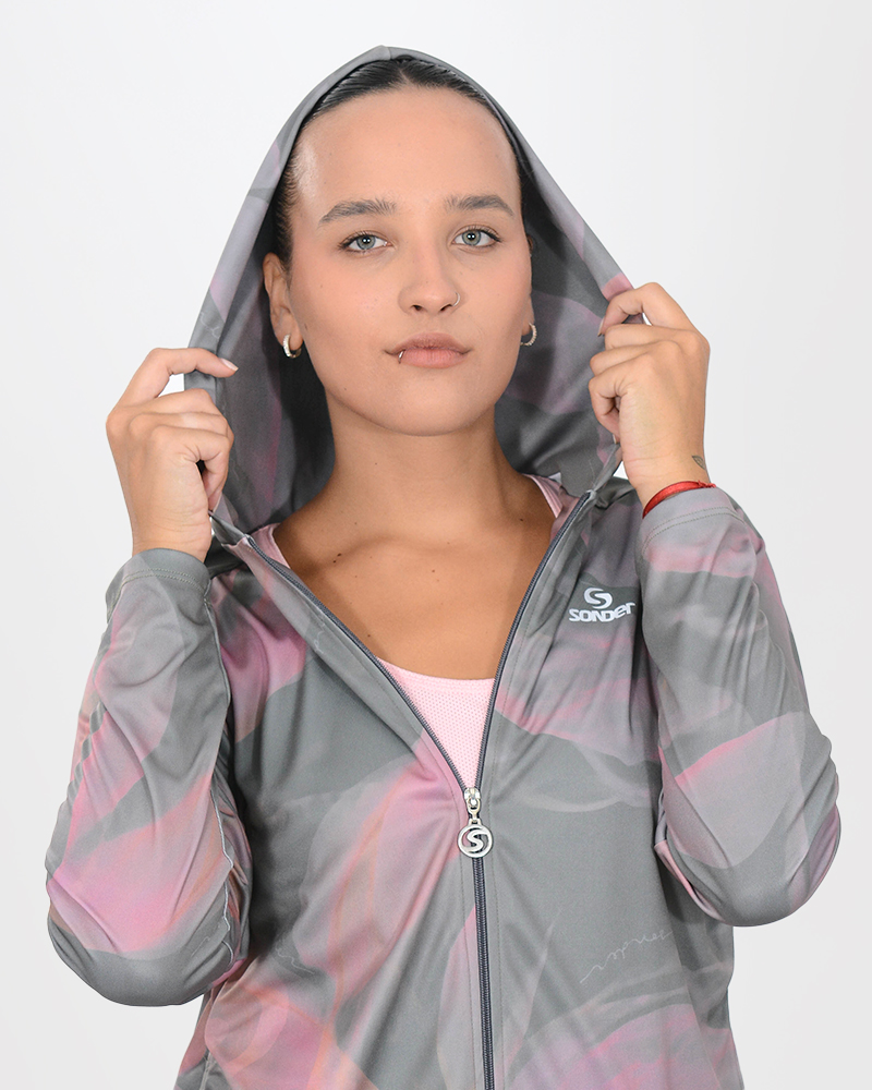 Campera de poliéster estampado Fusión Flor