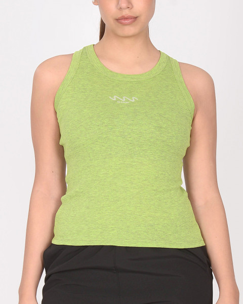 Musculosa cerrada de ribb verde manzana