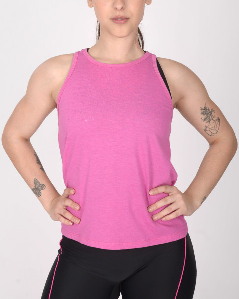 Musculosa cerrada de jersey liviano magenta