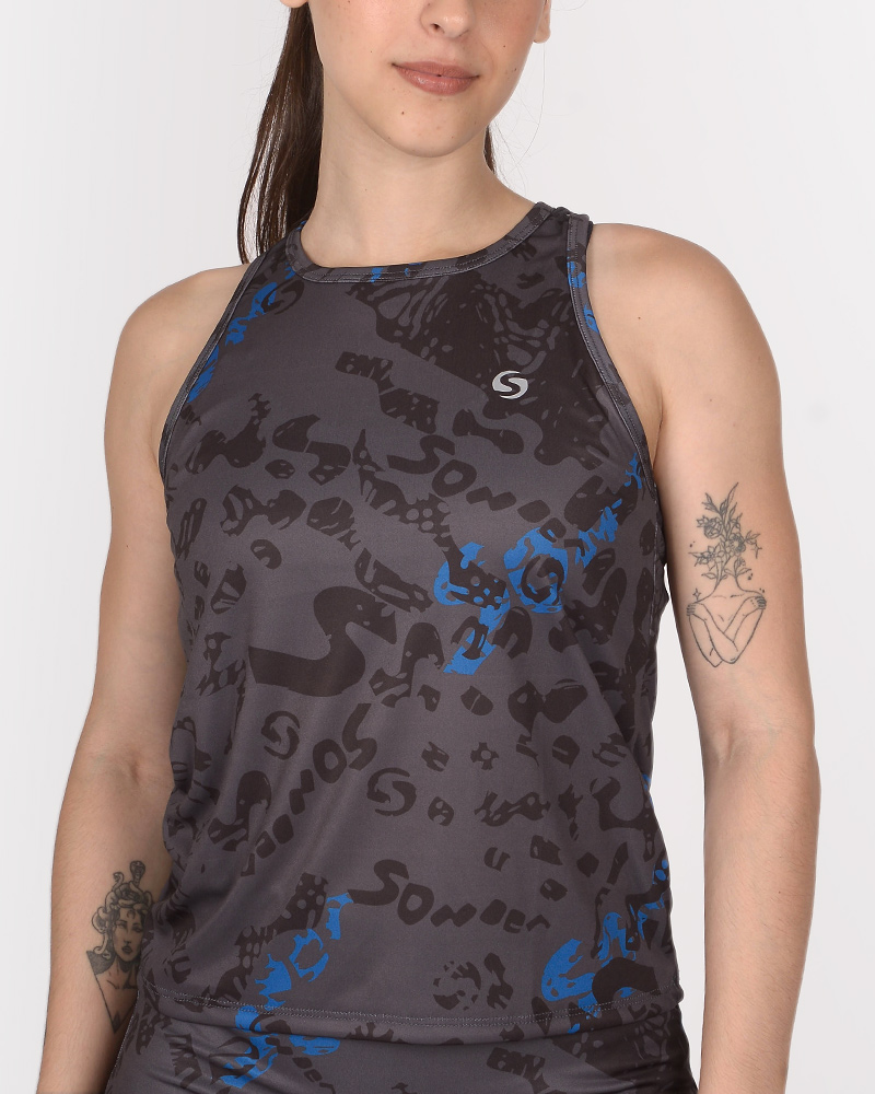 Musculosa de poliéster NEODRY estampado Senda Monocromo