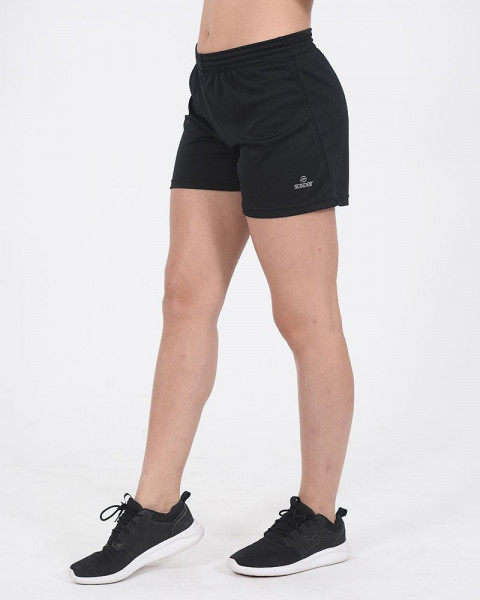 Short dama básico de poliéster liso negro