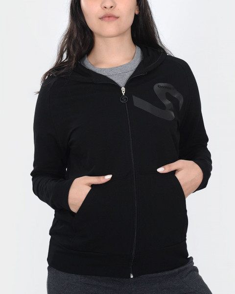 Campera de rústico liviano negro con estampa brillo