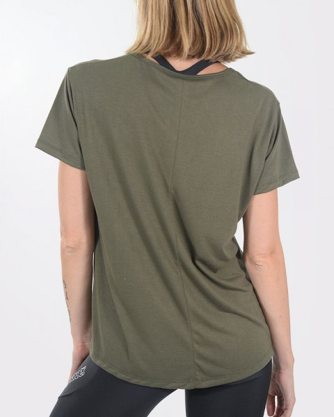Remera corta y suelta de jersey verde cemento