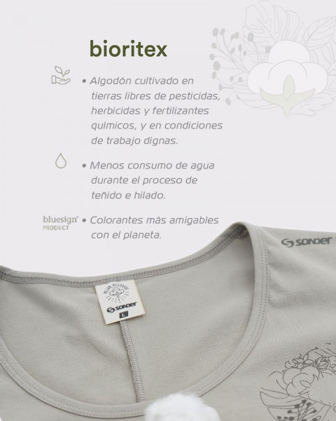 Remera holgada de algodón BIORITEX cemento