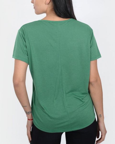 Remera corta y suelta de jersey verde seco
