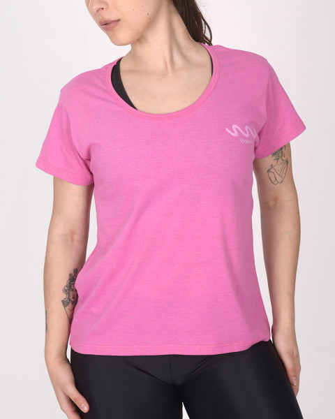 Remera corta y suelta de jersey liviano magenta