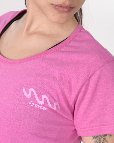 Remera corta y suelta de jersey liviano magenta