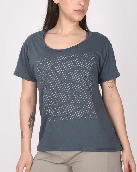 Remera suelta de jersey azul marino con estampa