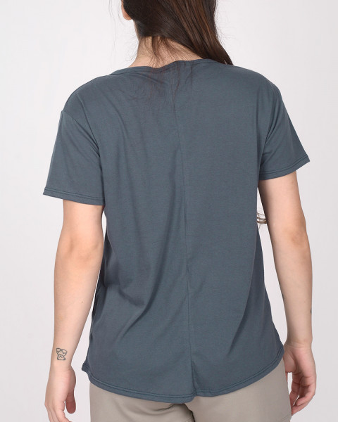 Remera suelta de jersey azul marino con estampa