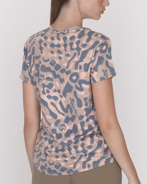 Remera corta y suelta de jersey estampado Huella Azul